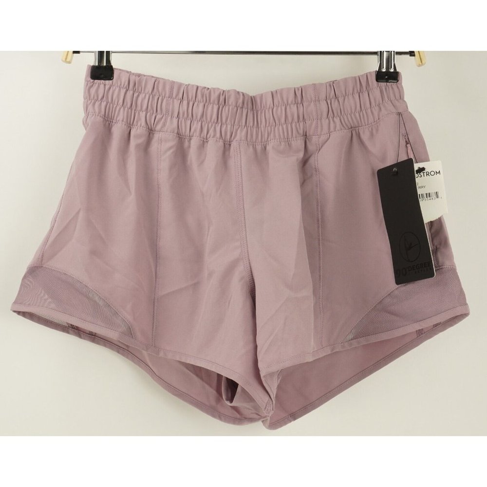 New 90 Degree by Reflex Women's Size XS Elderberry Lavender Mesh Athletic Shorts